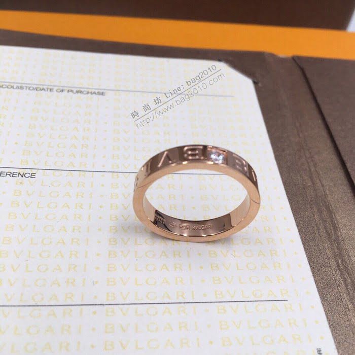 Bvlgari飾品 寶格麗字母方鑽戒指 高端S925純銀鍍18K金  zgbq3360